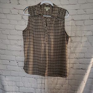 Dana Buchman, Size XL, Brown/Ivory/Black Multi Sleeveless Top